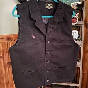Men's Black Canvas Work Vest